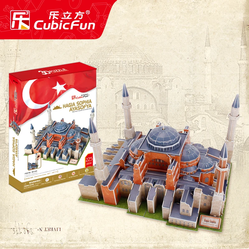 

1pc CubicFun Hagia Sophia Cathedral 3D DIY jigsaw puzzle famous model building kits children handwork boy Educational toy ah
