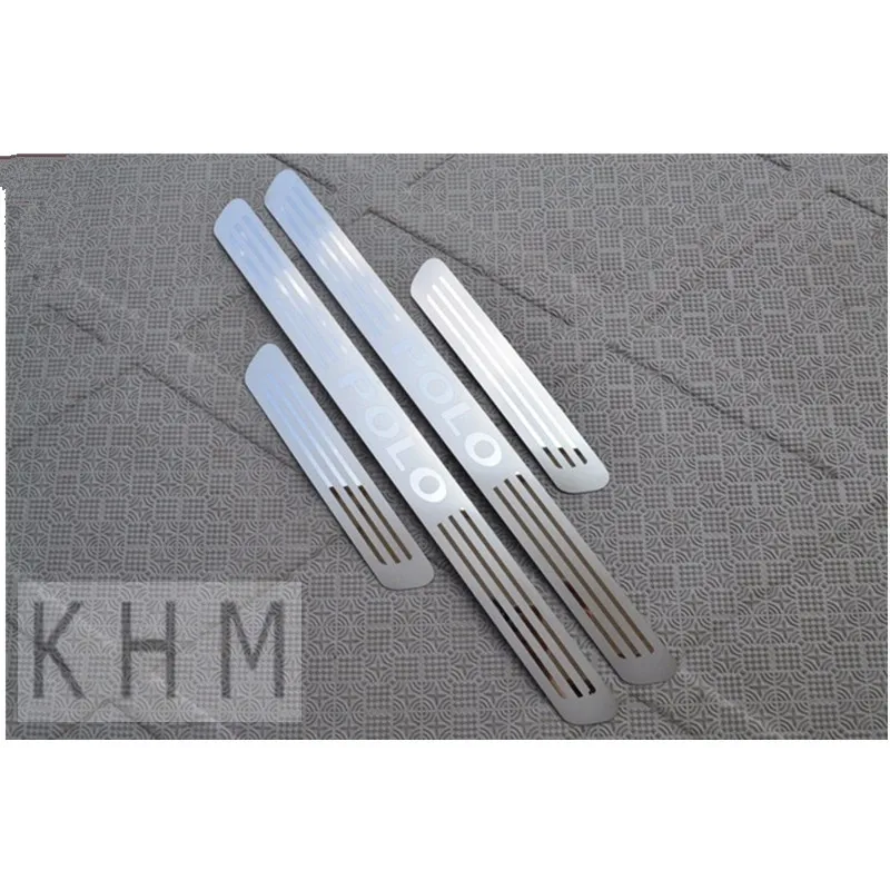 

Free shipping STAINLESS DOOR SCUFF SILL PANEL STEP PLATES Car Accessories For 2009 2010 2011 2012 VW VOLKSWAGEN POLO