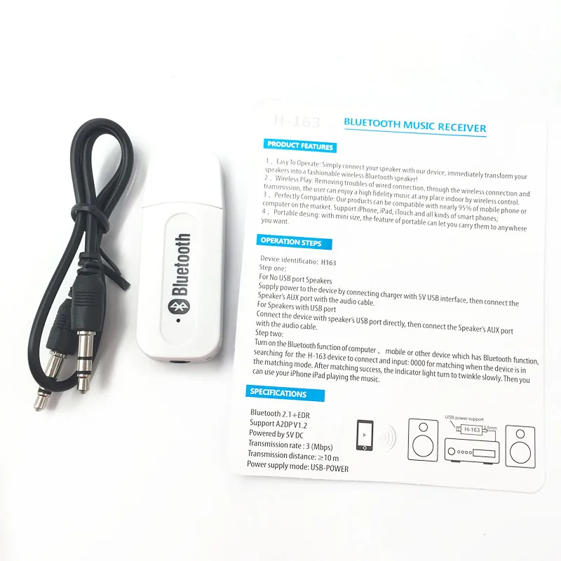 Bluetooth приемник A2DP ключ стерео Музыка Аудио приемник беспроводной USB адаптер для автомобиля AUX Android/IOS мобильного телефона 3,5 мм разъем