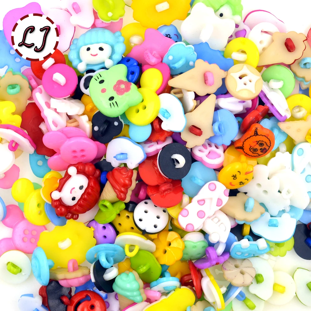 50pcs random mixed colorful cartoon button DIY Scrapbooking buttons clothes accessories handmade crafts children's sewing button