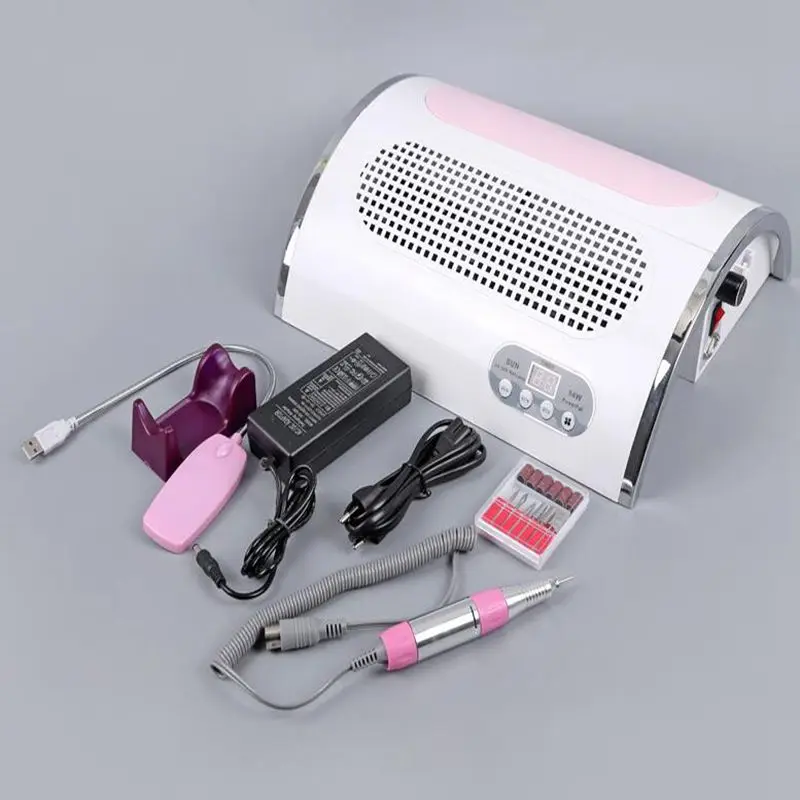 54W Nail LED UV Lamp Vacuum Cleaner Suction Dust Collector 25000RPM Drill Machine Pedicure Remover Polish Tools With Desk Lamp