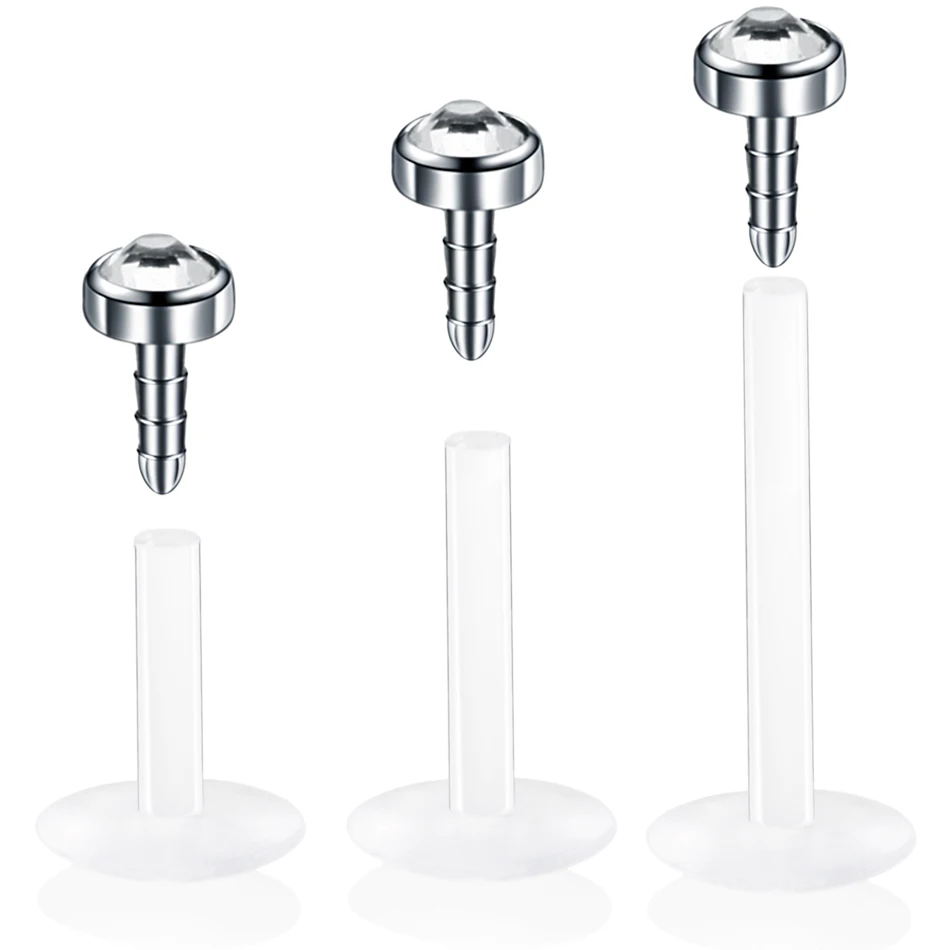 1PC G23 Titanium Bioplast Flexible Labret Stud Lip Piercing Rings 16g Ear Cartilages Tragus Helix Piercing Fashion Girls Jewelry