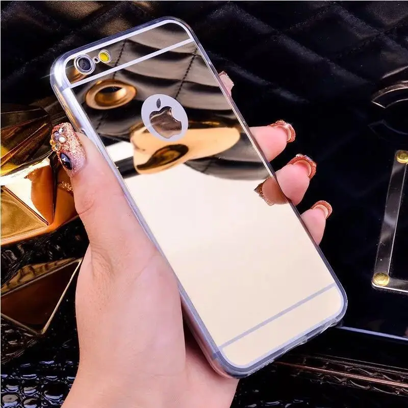 

Luxury Plating Mirror TPU Silicon Frame Case For iphone 5S 5 SE 6 6S 7 Plus 4.7 / 5.5' Cover Soft Acrylic Back Phone Bag Case