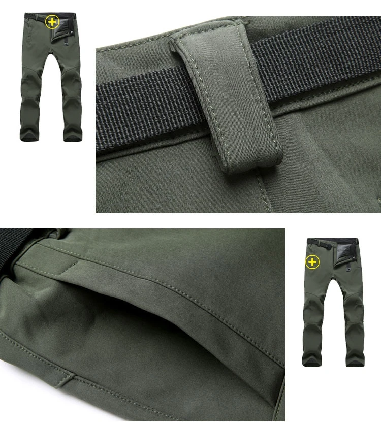Мужские брюки Новое поступление Осенние флисовые быстросохнущие брюки зимние дышащие Теплые водонепроницаемые брюки армейский зеленый
