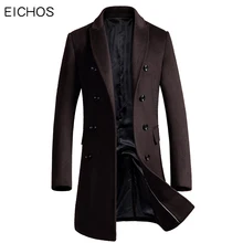 EICHOS, корейское Мужское пальто, модный двубортный кардиган, шерстяное пальто, мужское тонкое длинное пальто, новинка, Peacoat Manteau Homme