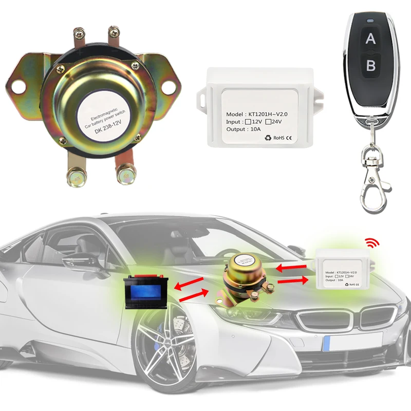 Автомобильный выключатель батареи 12 В автоматический электромагнитный разъединитель с фиксацией реле с пультом дистанционного управления+ перчатки