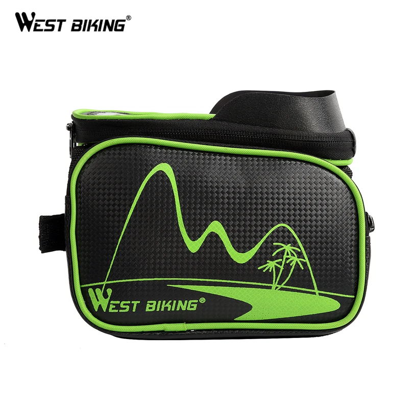 Perfect WEST BIKING Waterproof Bike Bicycle Frame Front Head Top Tube Bag Cycling Pannier Smartphone Touch Screen Cycling Front Tube Bag 4