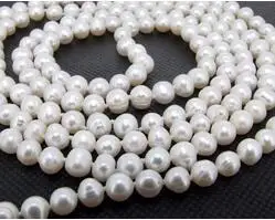 

7-8mm White Freshwater Cultured Pearl Necklace Pearl Jewelry Rope Chain Necklace Pearl Bead Natural Stone 45inch