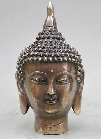 

Fast shipping 7"Tibet China Feng shuey Bronze Buddha-to-be tathagata Head Statue