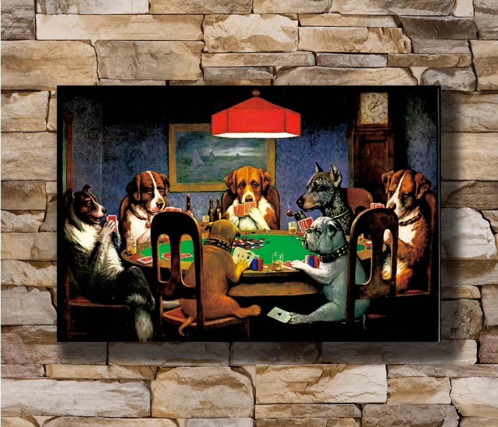 

N0775 dogs poker QUALITY CANVAS ART PRINT - Dogs Playing Poker 8x12 20x30 24x36 Silk Poster Art L-W Canvas Print Decoration