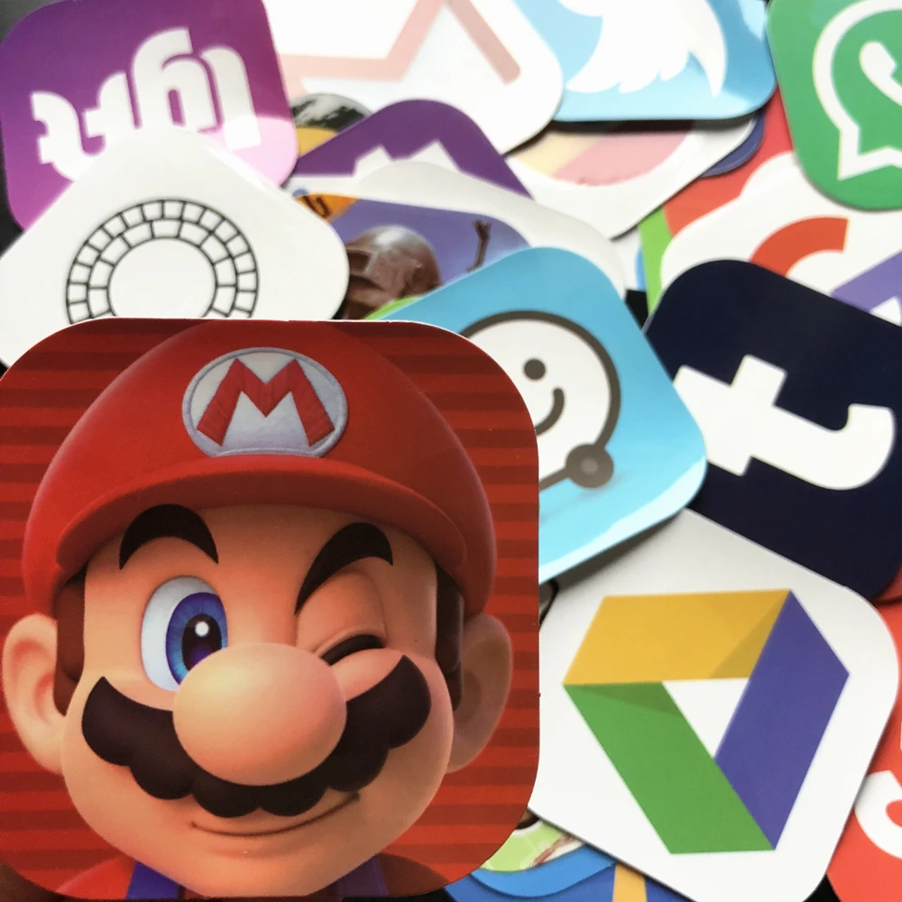 51 قطع الهاتف المحمول App شعار الكتابة على الجدران اللعب ملصقات لأجهزة الكمبيوتر المحمول الأمتعة سيارة دراجة نارية لوح التزلج الهاتف ديكور الم...