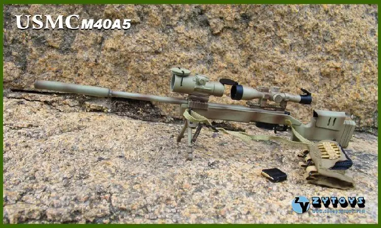 ZYTOYS 1/6 Scale USMC M40A5 Sniping Rifle Model Olive for 12" Action Figure 