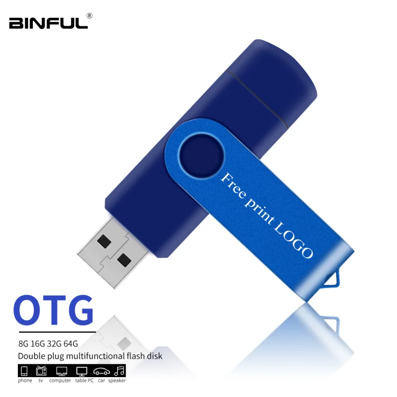 

OTG Usb Flash Drive Usb 2.0 Metal Pen Drive 4gb 8gb 16gb 32gb 64gb 128gb Pendrive For Tablet/PC Free Custom Logo Usb Stick Gift