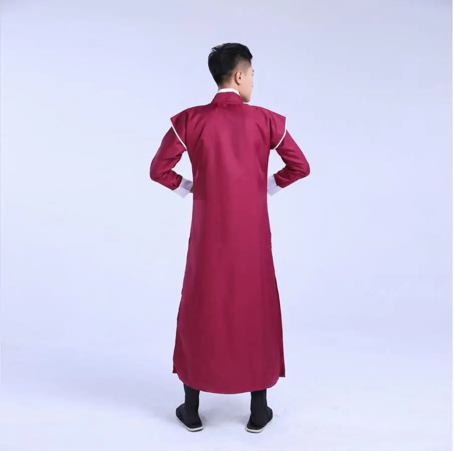 Национальный Красный костюм ханьфу для мужчин традиционная Династия Тан одежда для сценического представления Косплей народный
