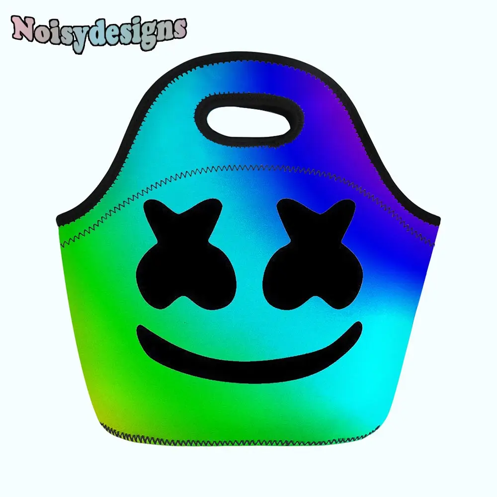 

Fashion Portable Marshmello Pattern Prints Pouch Lunch Bag Thermal Cooler Insulated Waterproof Lunch Carry Storage Picnic Bag