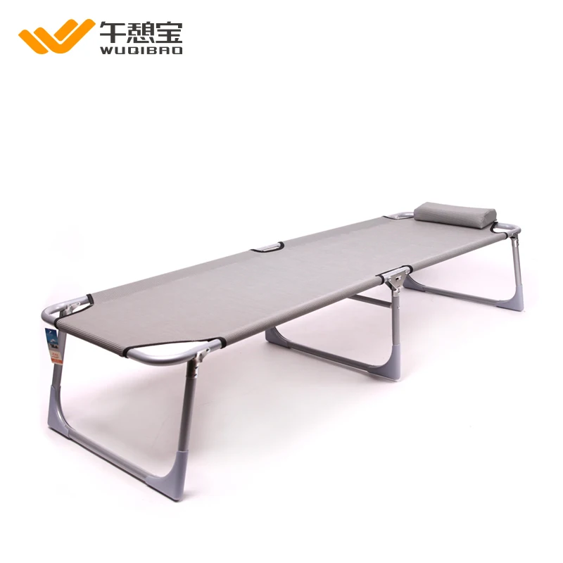 

Metal Chaise Lounger Simple Portable Folding Bed with Adjuatable Head Rest Heavy Duty Design Elastic Breathable Surface Material