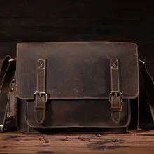 1055.Genuine Leather Men Bag Crazy Horse Leather Men’s Handbags Casual Business Laptop Shoulder Bags Briefcase Messenger bag NEW