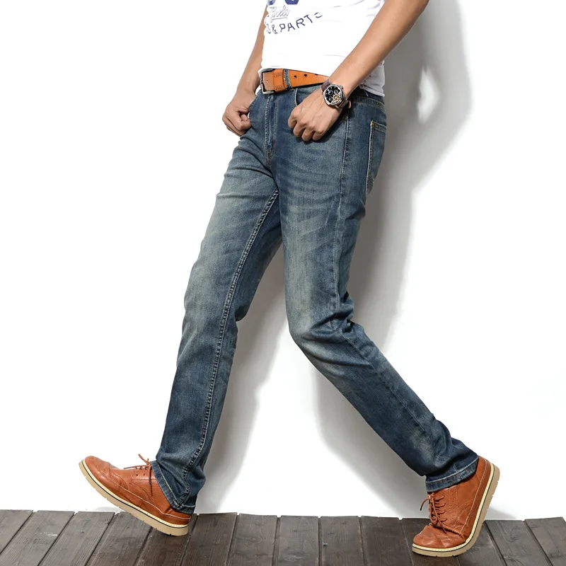 Icpans джинсы Для мужчин стрейч цвет: черный, Синий Серый Карманы умягчитель байкерские джинсы Для мужчин s Молния Regular Fit Denim Для мужчин джинсы