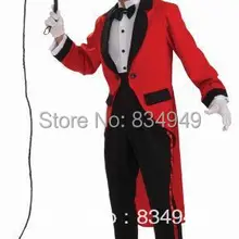 Изготовленный на заказ для измерения Ringmaster красный фрак с черным воротником и карманом, на заказ длинный хвост смокинг, фрак, индивидуальные мужские костюмы