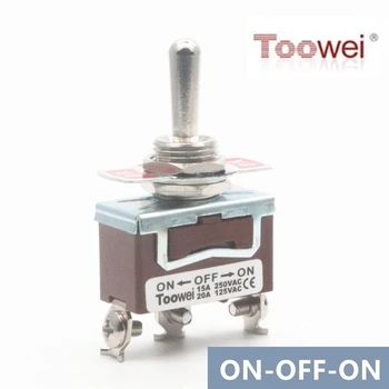 

Toowei T701CW 3 pins toggle switch ON-OFF-ON 15A 250V/ 20A 125V SP3T/ Assembly hole 12mm/ scraw contact