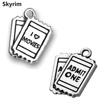 

Skyrim 10Pcs Movie Ticket Charms Engrave Word ADMIT ONE & I LOVE Movie Message Charm DIY Zinc Alloy Jewelry Accessories Making