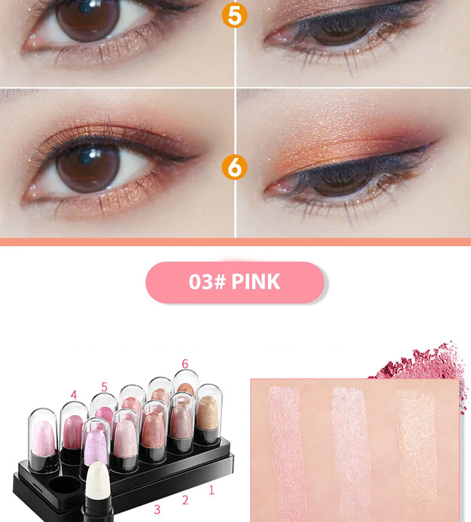 MAYCREATE бренда тени для век Макияж комплект ручки Косметическая Shimmer Eye Shadow комплект Водонепроницаемый длительный Красота глаза 12 шт. 1 компл