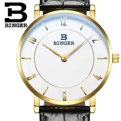 Новый швейцария BINGER мужские часы люксовый бренд кварцевые Кожаный ремешок ультратонкие наручные часы водостойкие часы B9013-3