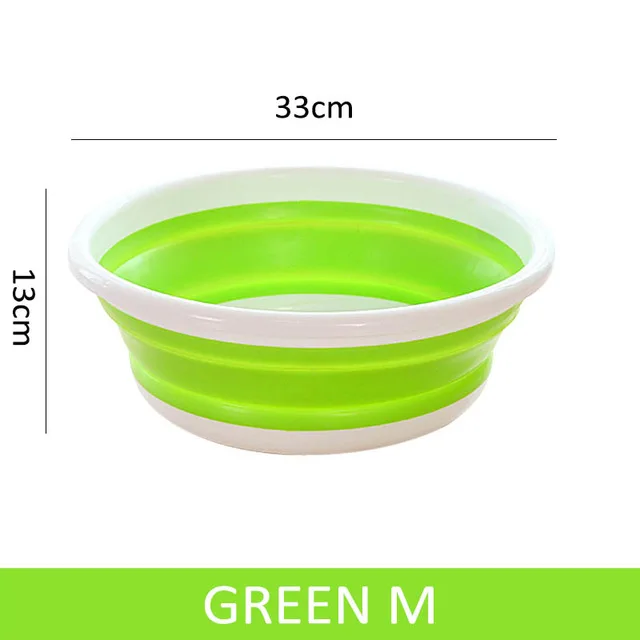 1 шт. складное ведро портативный складной таз инструмент для мойки автомобилей овощная миска для фруктов высокой емкости бытовые моющие средства - Цвет: Green-M