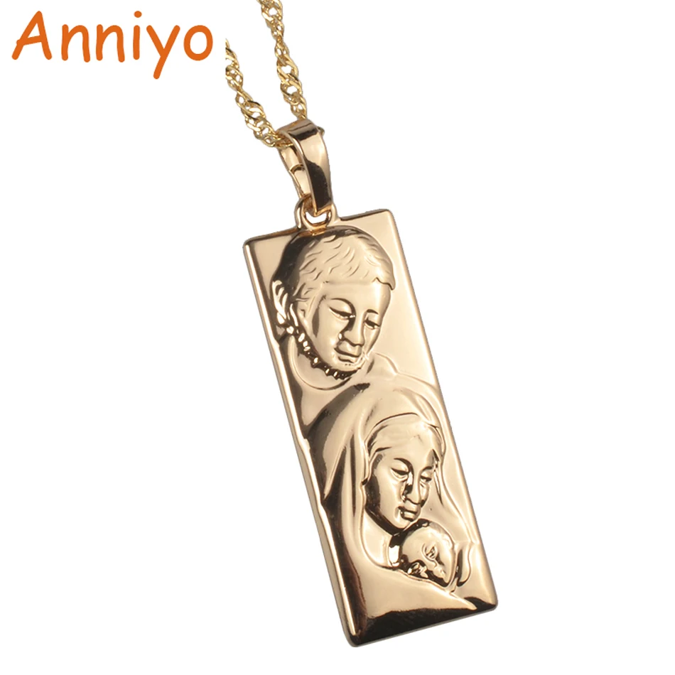 Женский кулон и шейный платок Anniyo YHWH &amp Virgin Mary Jesus светло-розовое золото ювелирное