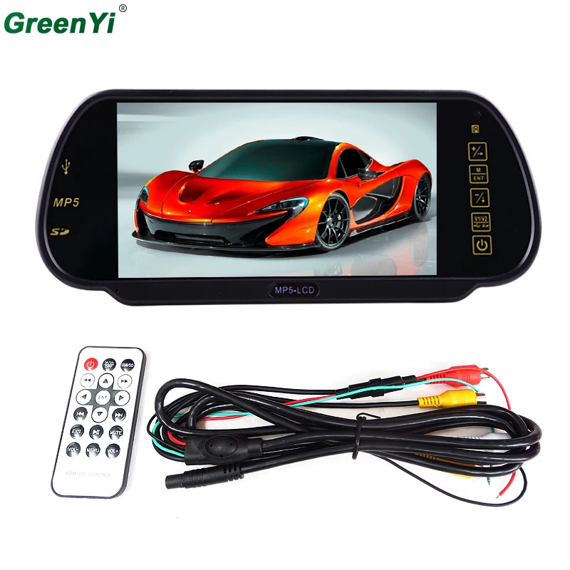 

GreenYi M701 Wholesale 6 pcs 1 Lot Car Mirror Monitor 7" Color TFT LCD Car Rearview Monitor SD USB With MP5 FM Transmitter