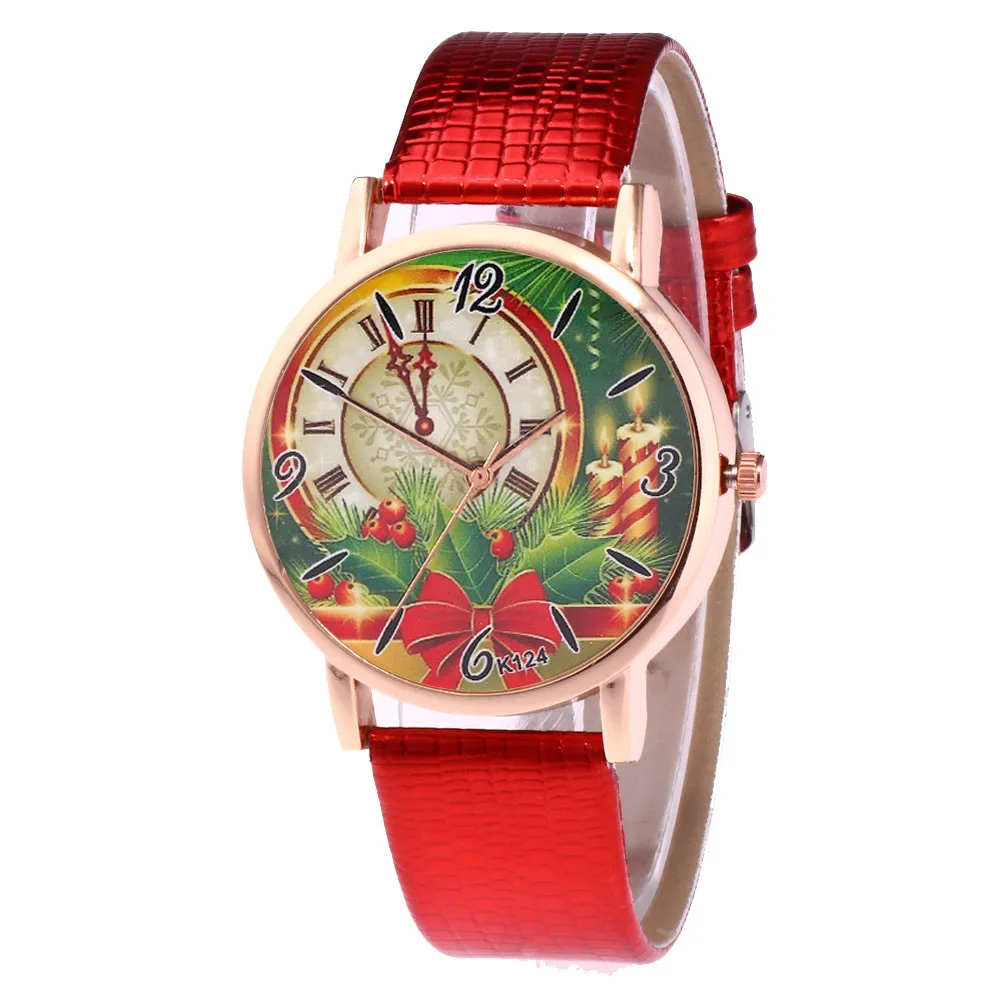 Новинка, рождественские часы с кожаным ремешком, аналоговые кварцевые часы Vogue,, женские часы, relogio feminino& Ff