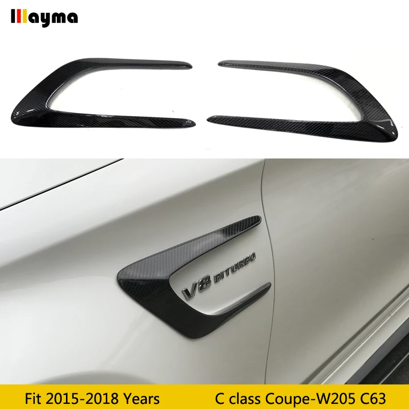 

Carbon Fiber Car Racing Side Fender Vents Trims Canards for Mercedes Benz C-Class W205 C63 AMG Coupe 2015 2016 2017 2018 year