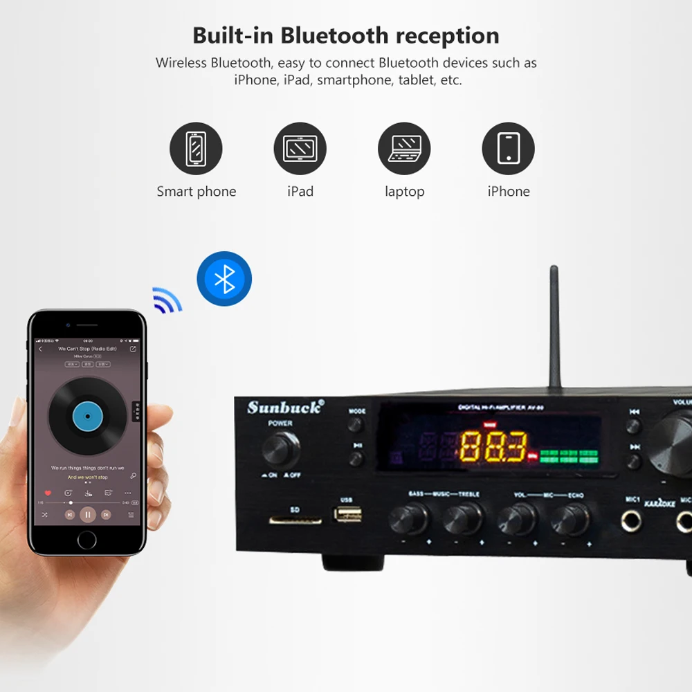 SUNBUCK 150 Вт + HiFi беспроводной Bluetooth цифровой стерео усилитель караоке домашний