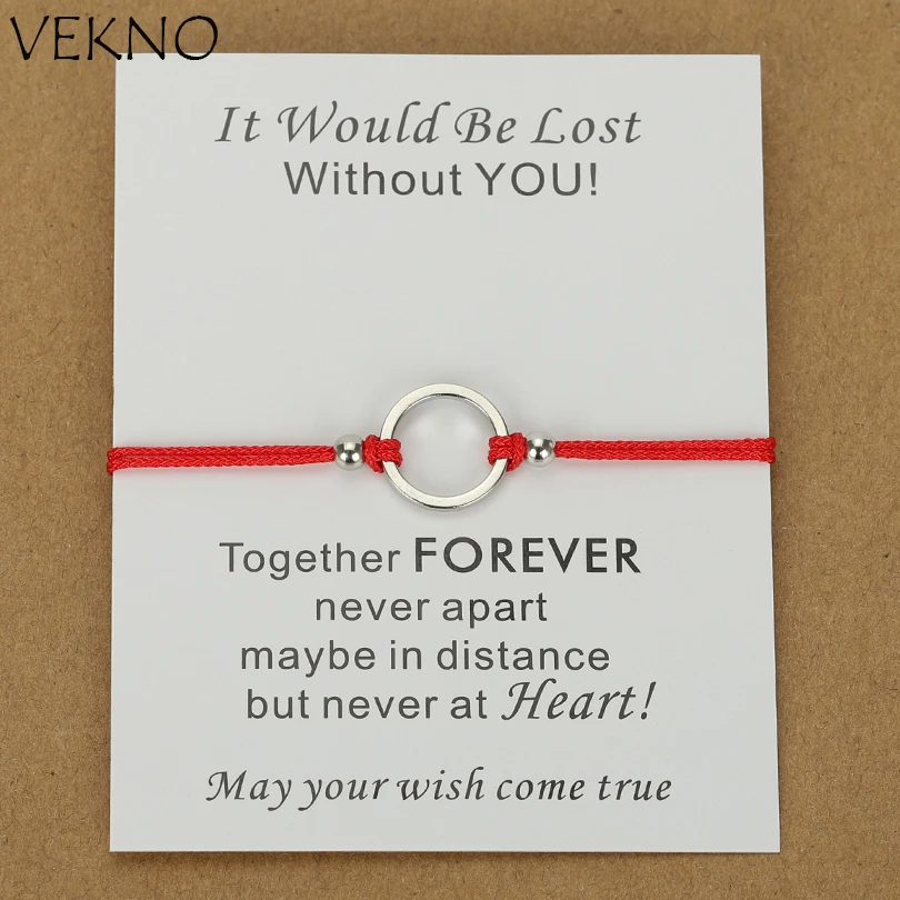 VEKNO Charm Simple Black Round Couple Bracelets Adjustable Handmade Jewelry Red Rope Bracelets for Women Mother's Day Gifts
