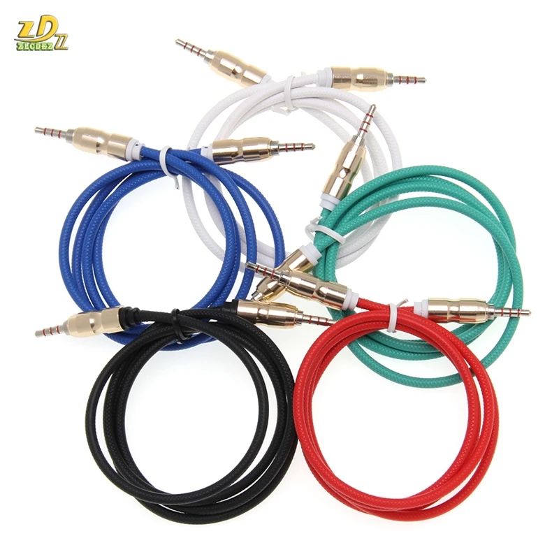 good 3 5 Jack Audio Cable Jack 3 5 mm Male to Male Bullet head Audio Aux Cable For iPhone Car Headphone Speaker 4pole 100pcs lot