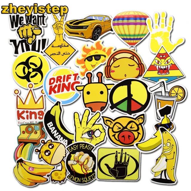 50 Pcs Yellow Stickers for Car Styling Skateboard Bicycle Motorcycle