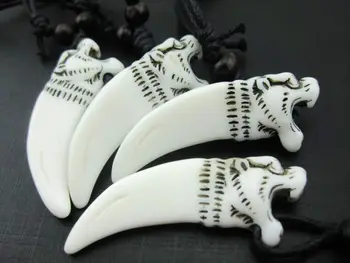 

FREE SHIPPING Hot Sell 20 PCS Retro Vintage Tiger Punk Bone Powder Carving Necklace Handmade Jewelry accessories