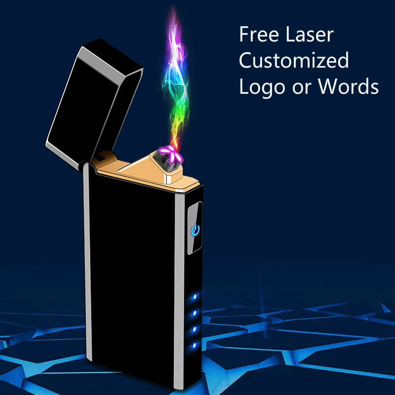 

Touch Sensing USB Electronic Lighter Dual Arc Cigarette Sounding Lighter Rechargeable Gadgets for Men Free Customized Logo Words