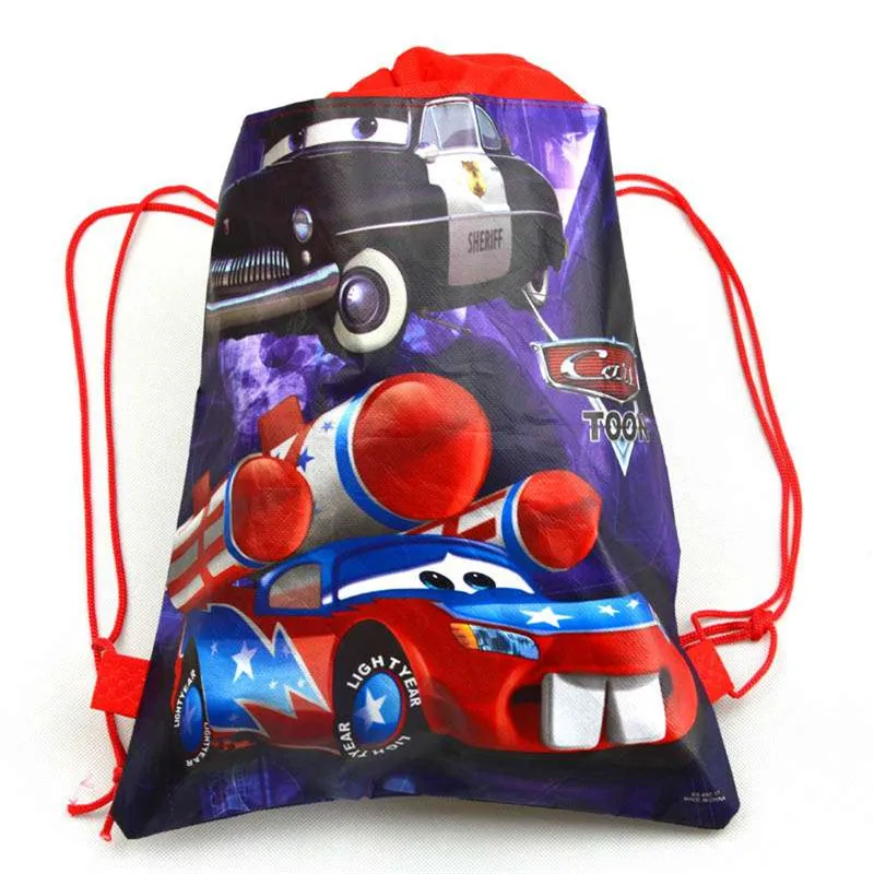

Disney Cars Theme Lightning McQueen Non-woven Bag Fabric Backpack Child Travel School Bag Decoration Drawstring Gift Bag 1pcs