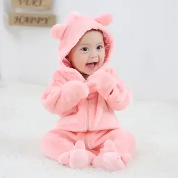 

Baby Clothing Pajamas Spring Autumn Baby Clothes Flannel Baby Boy Clothes Cartoon Animal Ears Jumpsuit Baby Girl Rompers