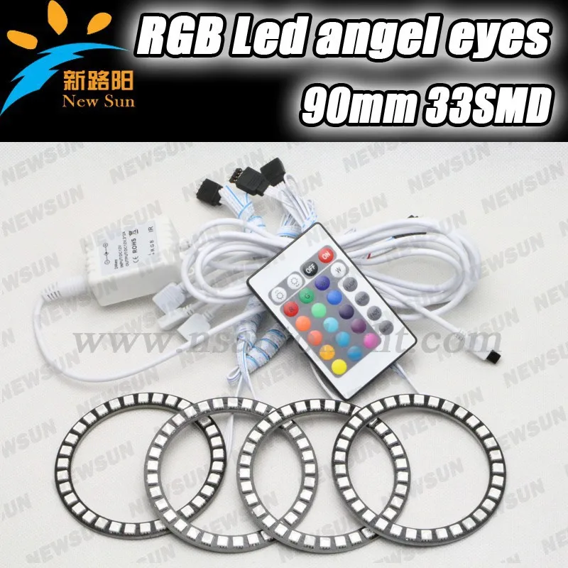 RGB led angel eyes ring light 90mm 5050 33smd 5050 led angel eye kits