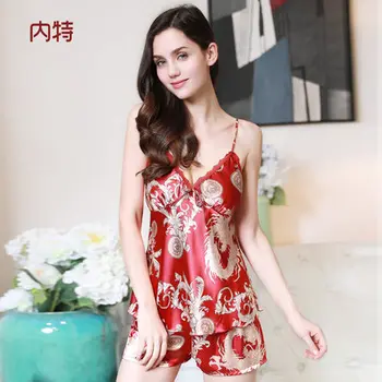

2017 Pajamas summer sexy sling shorts of ice silk thin section of the spring and summer silk home service pijama pyjamas women