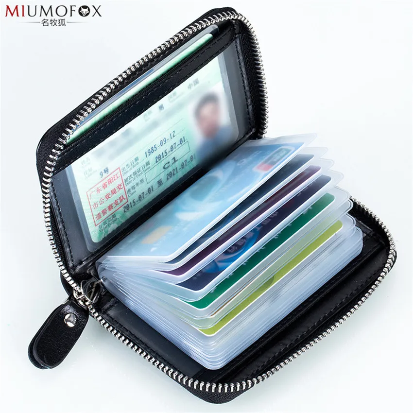 2020 RFID Genuine Leather Women Men ID Card Holder Large Capacity Wallet Purse Credit Business Organizer | Багаж и сумки