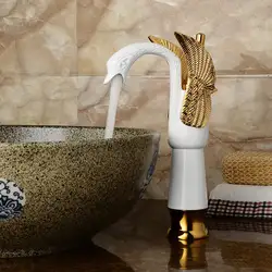 Смеситель для умывальника Лебедь Ванная комната кран белый и золотой воды бассейна хромированные смесители латунь унитаз Раковина