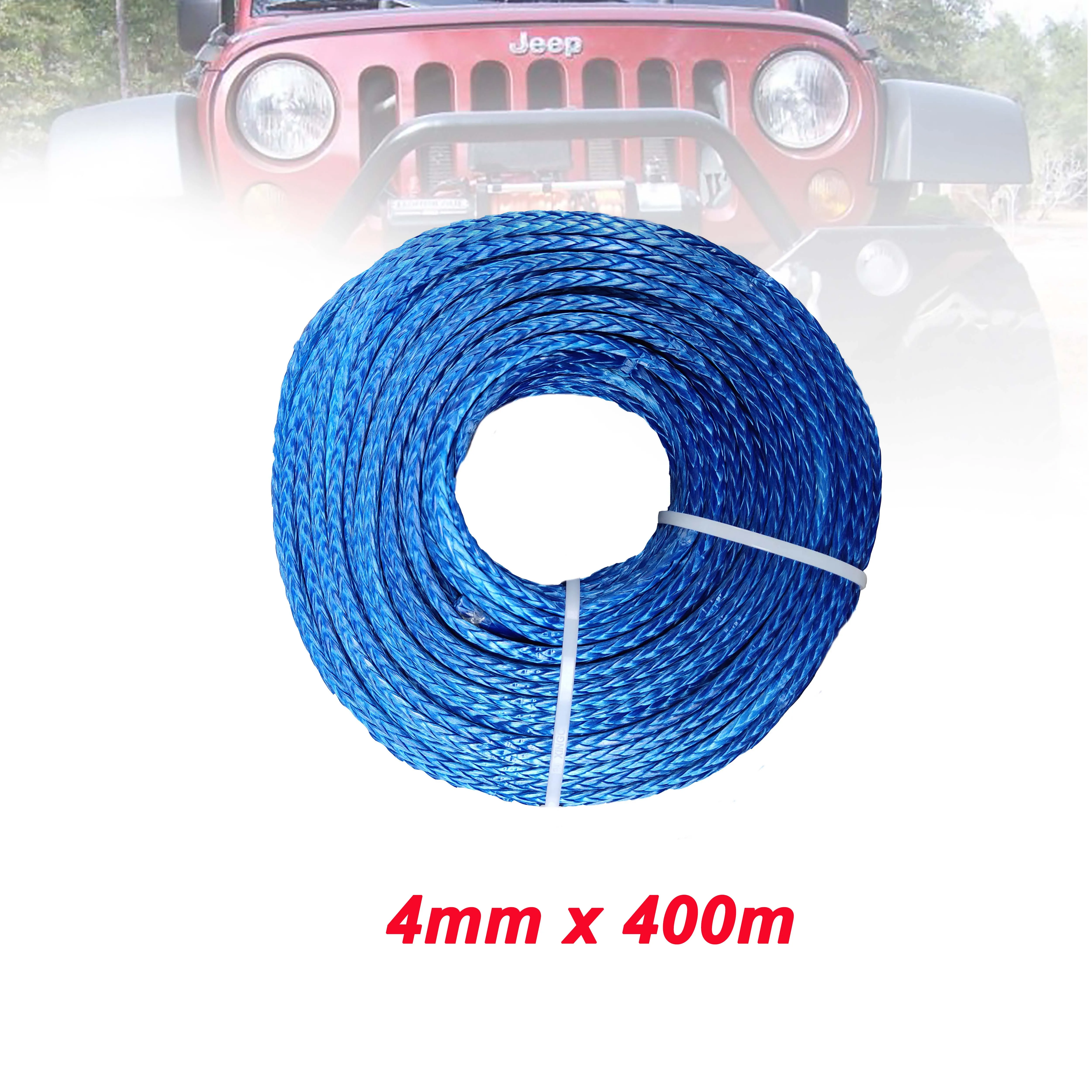 4mm X 400meters 12 Strand Synthetic Uhmwpe Rope With Loop Both Ends