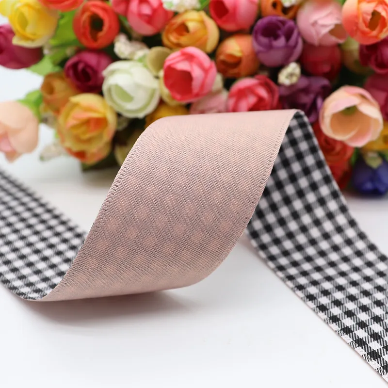 

5 Yards 25MM/38MM Checked Fabric Double Face Polyester Ribbon For Hair Bows DIY Crafts Handmade Accessories M19070901