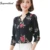 2018 Nouvelles Dames Chemises Femmes Blouse Chemise Pour Le Travail Occasionnel Plus Taille M-4XL Top Sexy Col V à Manches longues En Mousseline de Soie fleur imprimer Tops
