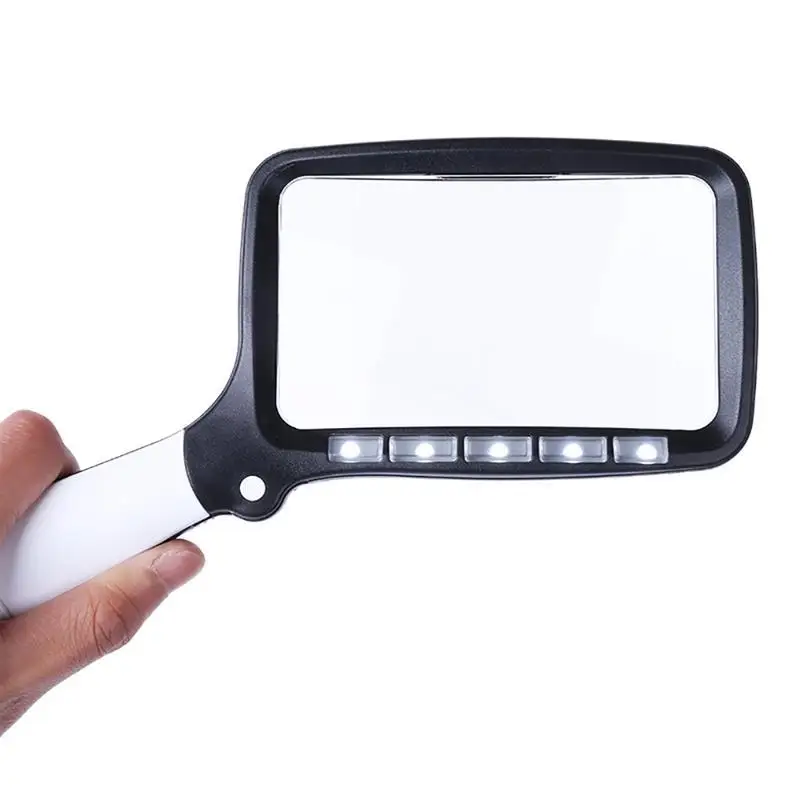 

Foldable Reading Magnifier 5 LED Light Magnifier 2X Hand Magnifier 2 Modes Dimmable Magnifying Glass for Reading Coins Stamps