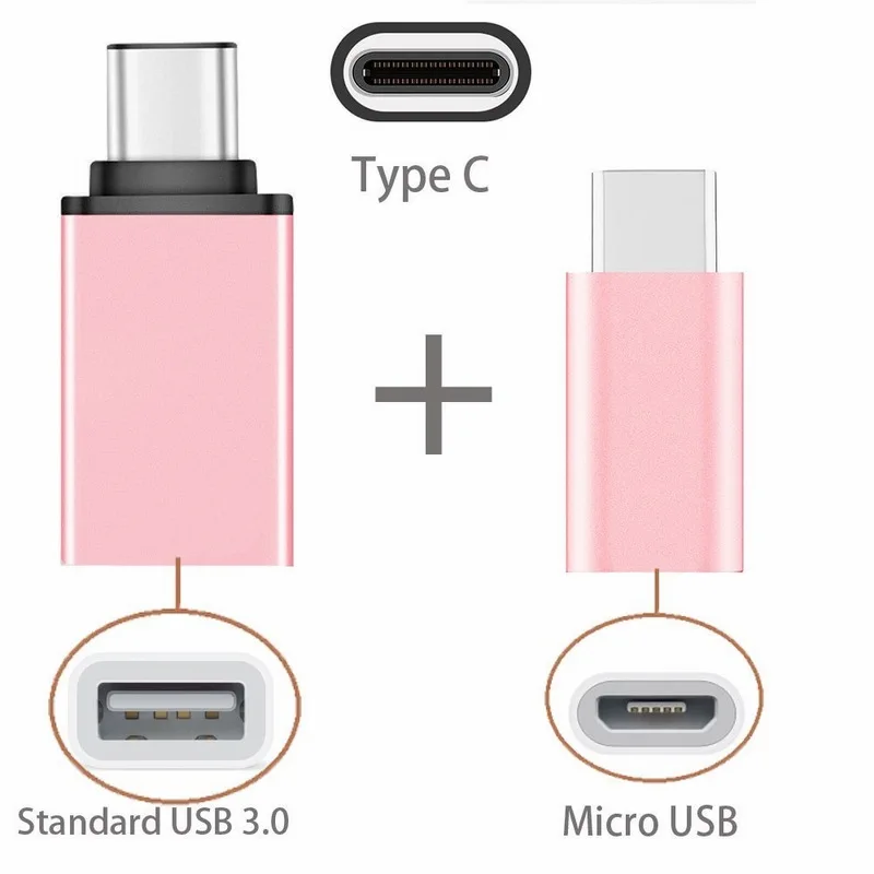 Ascromy 2 in 1 USB C OTG Type C to Micro USB Adapter For Xiaomi mi mix 2 Samsung Galaxy S8 Plus Note 8 Oneplus 5 LG G6 G5 Type-C (6)