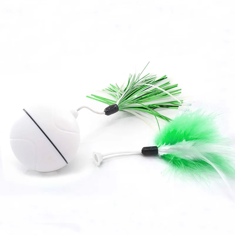 Funny Pet Dog Cat Toys Chargable LED Scrolling Glowing Balls with Feather Bell Sound Silicone Balls Agile training Catch Cat Toy3